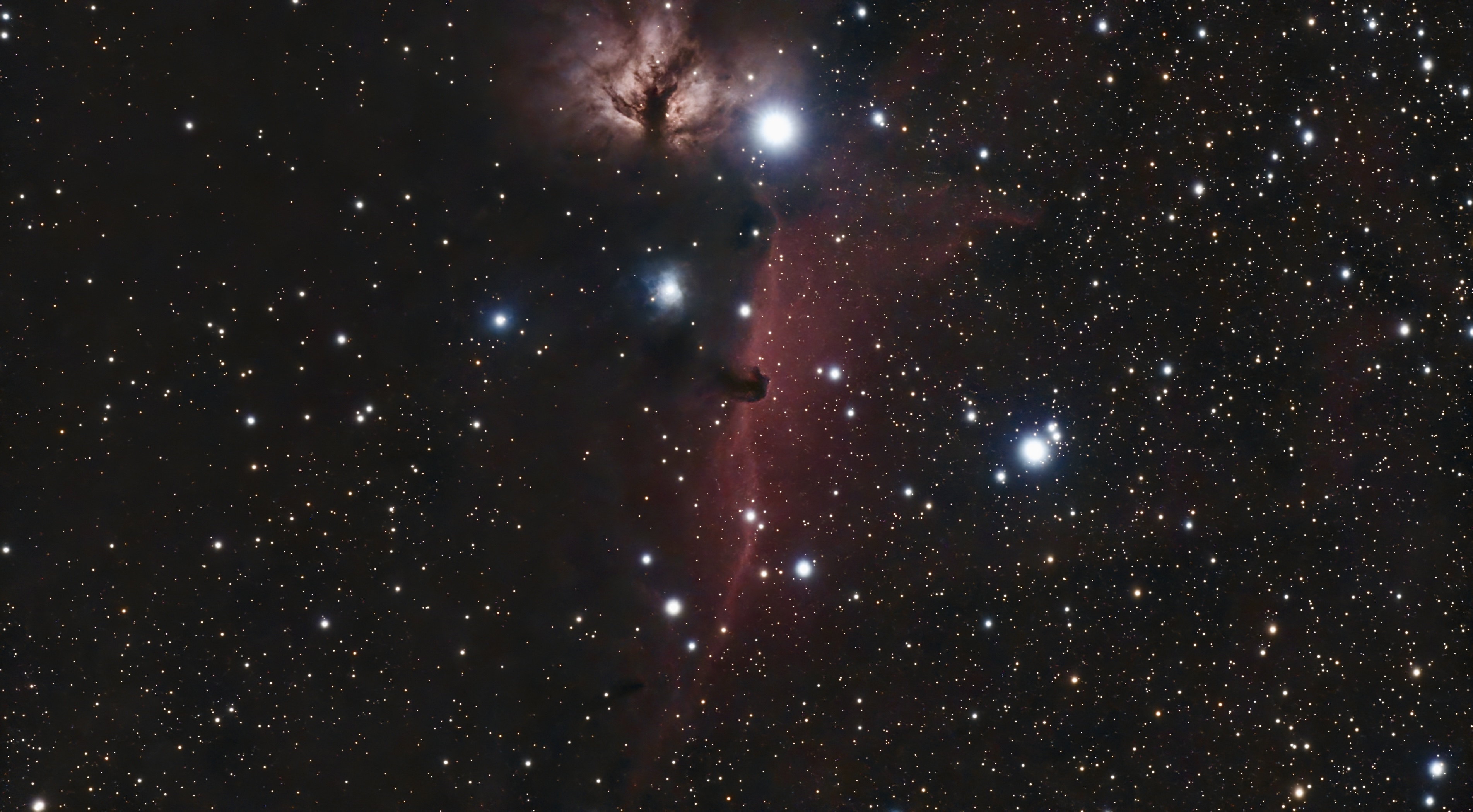 Horsehead and Flame Nebulae in Orion captured with DWARF 3